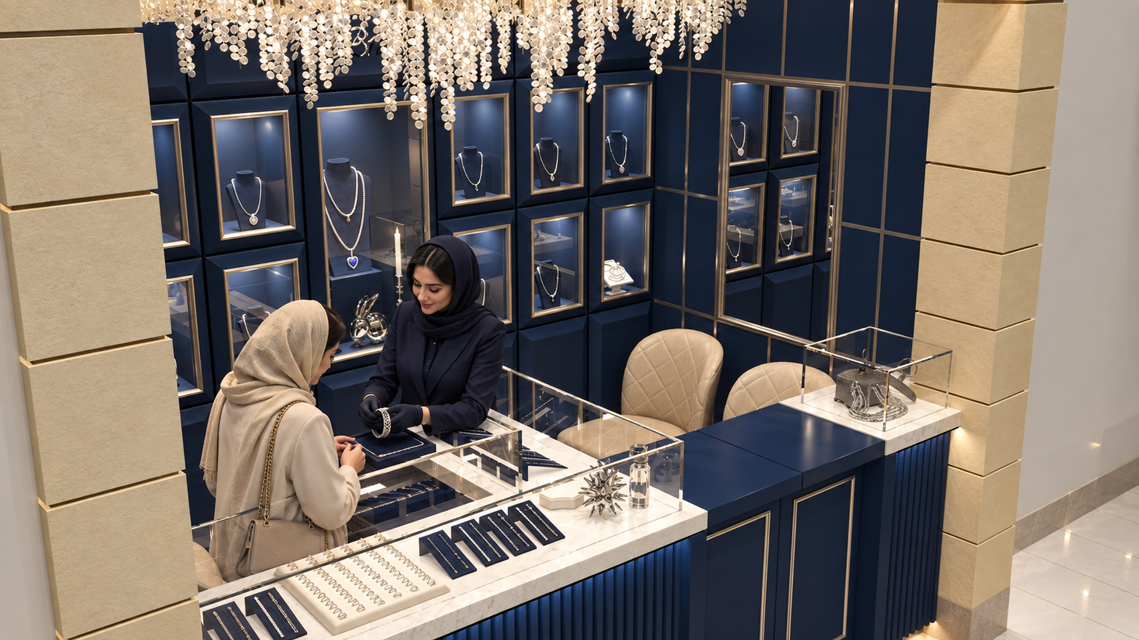 طراحی کانتر فروشگاه در فروشگاه نقره دیدگاه | مهراز نگار